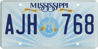 MS license plate AJH768