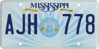 MS license plate AJH778