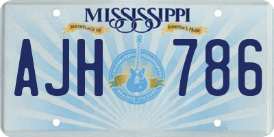 MS license plate AJH786