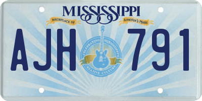 MS license plate AJH791