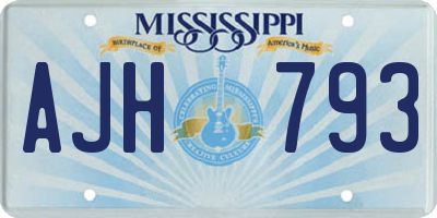 MS license plate AJH793