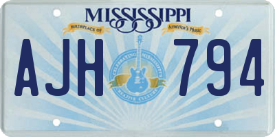 MS license plate AJH794