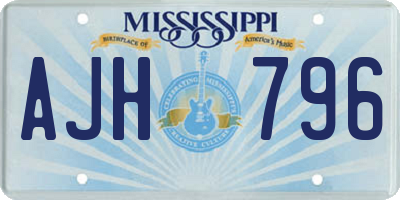 MS license plate AJH796
