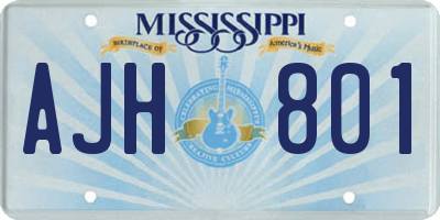 MS license plate AJH801