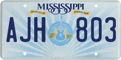 MS license plate AJH803