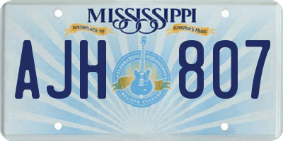 MS license plate AJH807