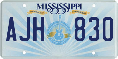 MS license plate AJH830