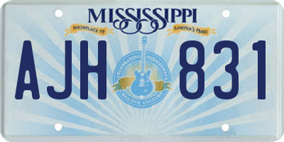 MS license plate AJH831