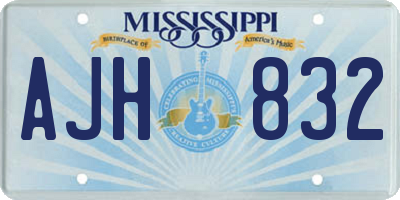 MS license plate AJH832