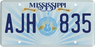 MS license plate AJH835