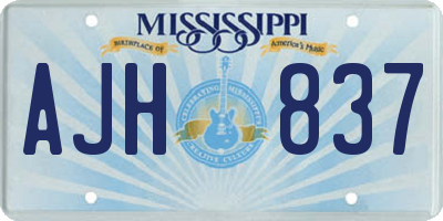 MS license plate AJH837