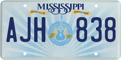 MS license plate AJH838