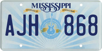 MS license plate AJH868