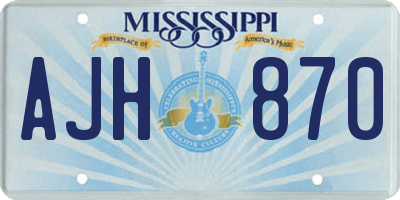 MS license plate AJH870