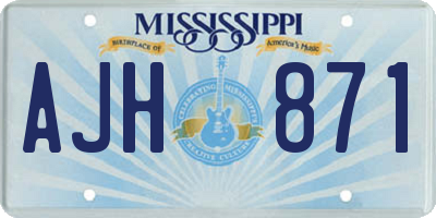 MS license plate AJH871