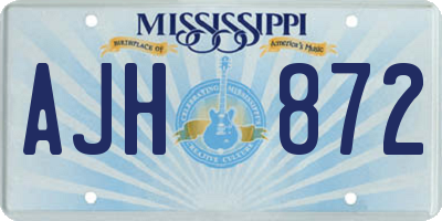 MS license plate AJH872