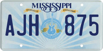 MS license plate AJH875