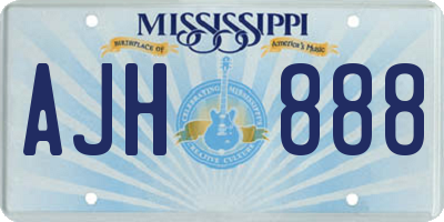MS license plate AJH888