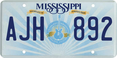 MS license plate AJH892