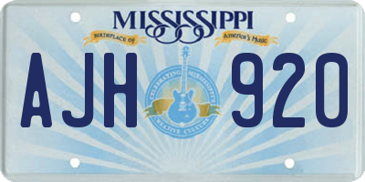 MS license plate AJH920