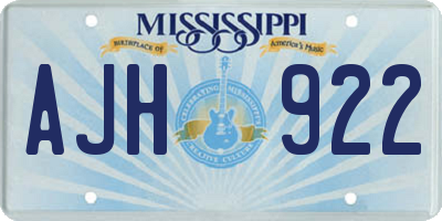 MS license plate AJH922