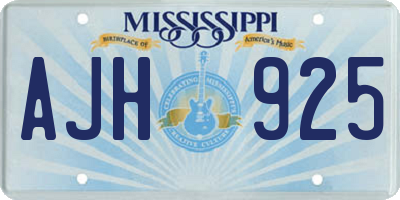 MS license plate AJH925