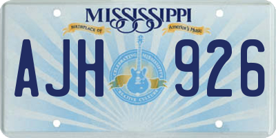 MS license plate AJH926