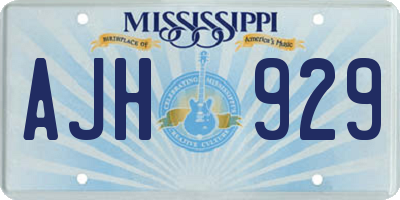 MS license plate AJH929