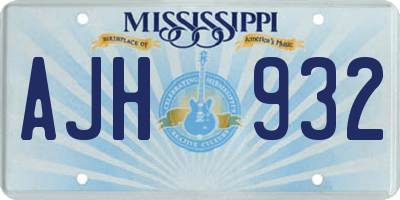 MS license plate AJH932