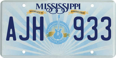 MS license plate AJH933