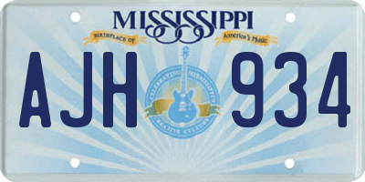 MS license plate AJH934