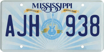 MS license plate AJH938