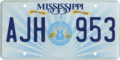 MS license plate AJH953