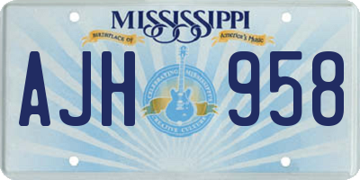 MS license plate AJH958
