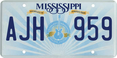 MS license plate AJH959