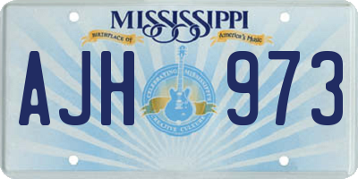 MS license plate AJH973