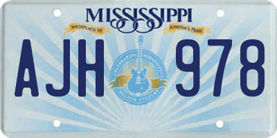MS license plate AJH978