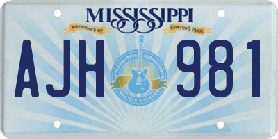 MS license plate AJH981