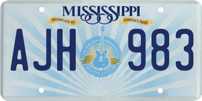 MS license plate AJH983