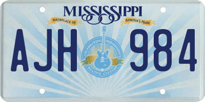 MS license plate AJH984
