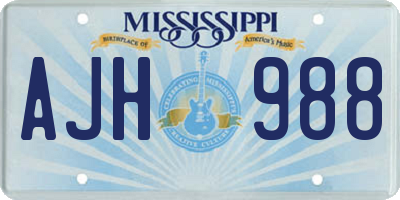 MS license plate AJH988
