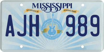 MS license plate AJH989
