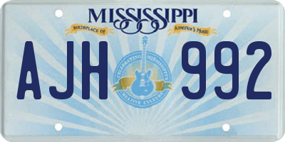 MS license plate AJH992