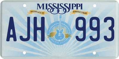 MS license plate AJH993
