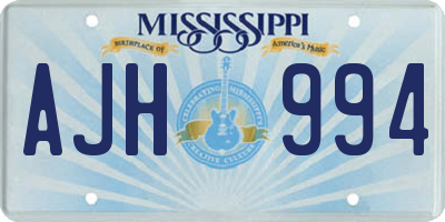 MS license plate AJH994