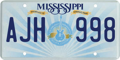 MS license plate AJH998