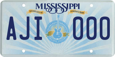 MS license plate AJI000