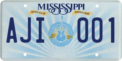 MS license plate AJI001