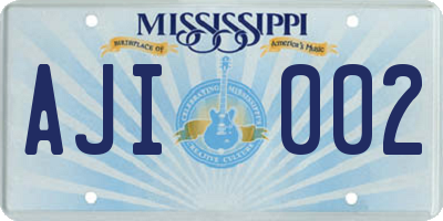 MS license plate AJI002