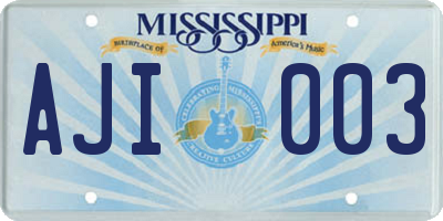 MS license plate AJI003